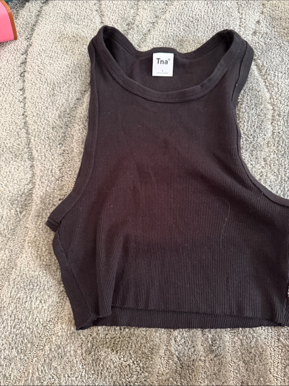 TNA Black Ribbed Cropped Tank